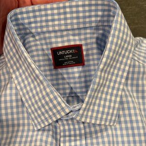 UNTUCKit Men's Light Blue Gingham Shirt